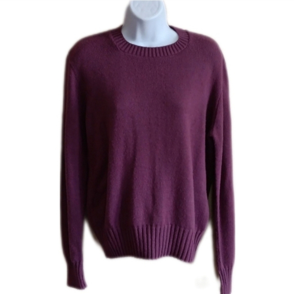 Vintage Purple Knit SweaterMade In USA , Fall Winter Holiday Knitted Pullover - Picture 1 of 9